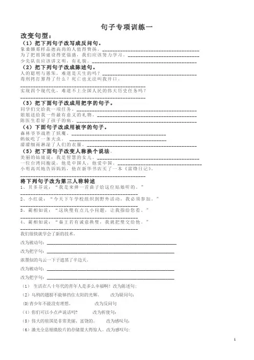 小升初语文句子专项训练一