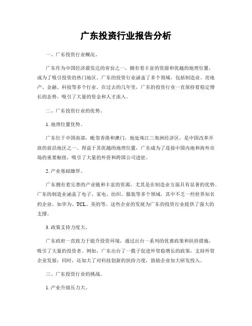 广东投资行业报告分析