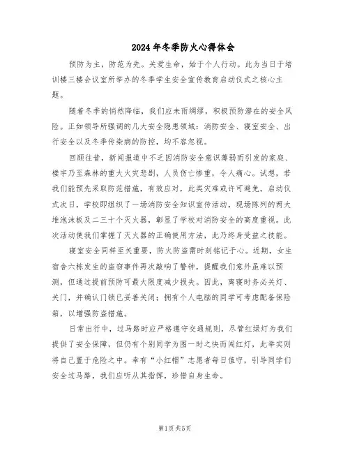 2024年冬季防火心得体会(三篇)
