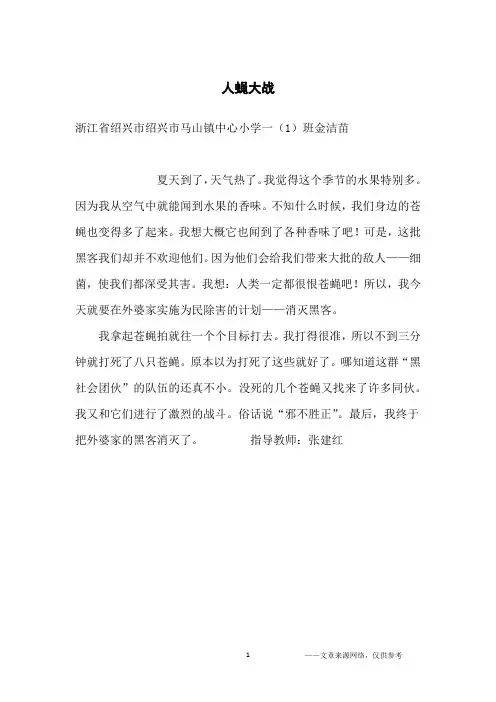 人蝇大战_小学生