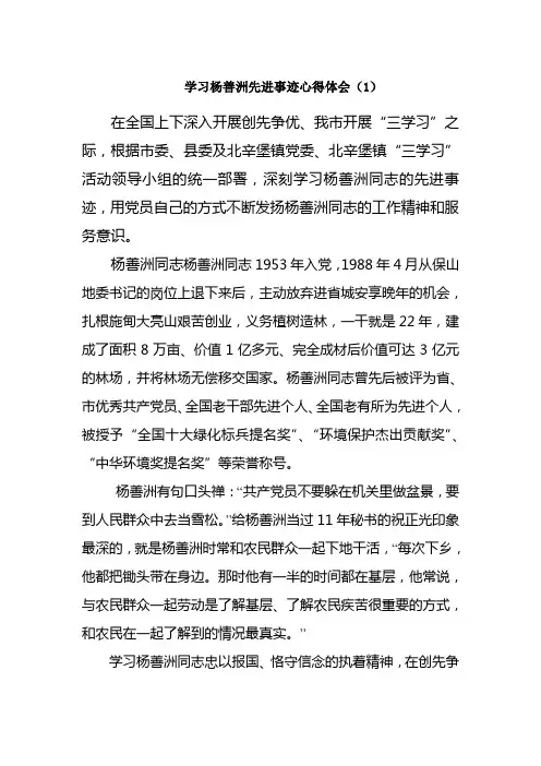 篇心得体会杨善洲精神