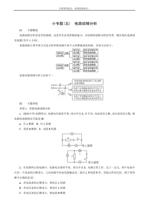 沪科版九年级物理第15章 探究电路 小专题(5)电路故障分析