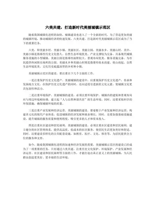 六美共建,打造新时代美丽城镇示范区