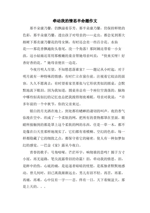 牵动我的情思半命题作文
