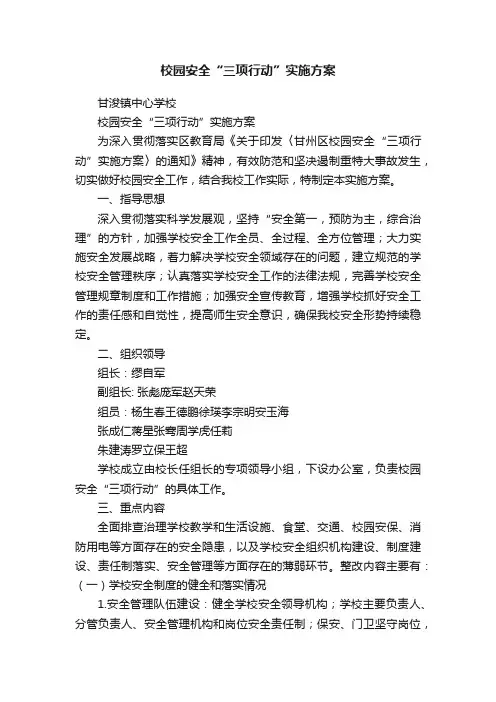 校园安全“三项行动”实施方案