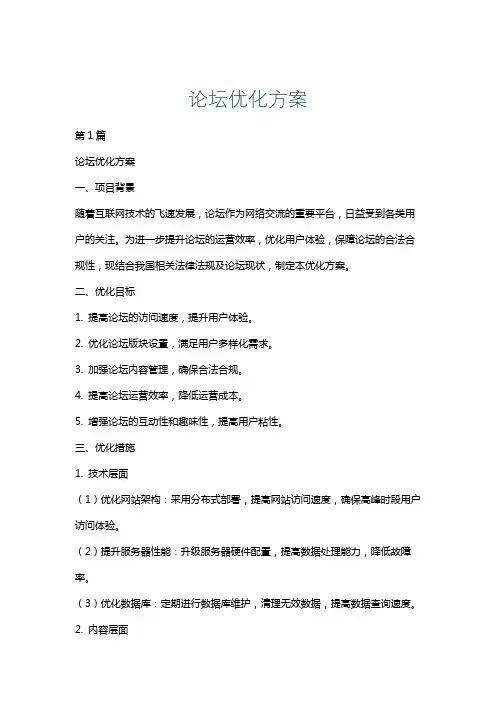 论坛优化方案