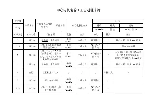 中心电机齿轮1工艺过程卡片