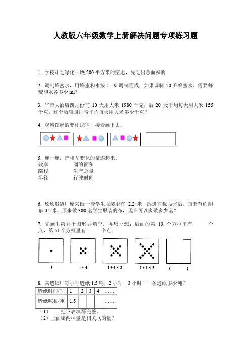 人教版六年级数学上册解决问题专项练习题
