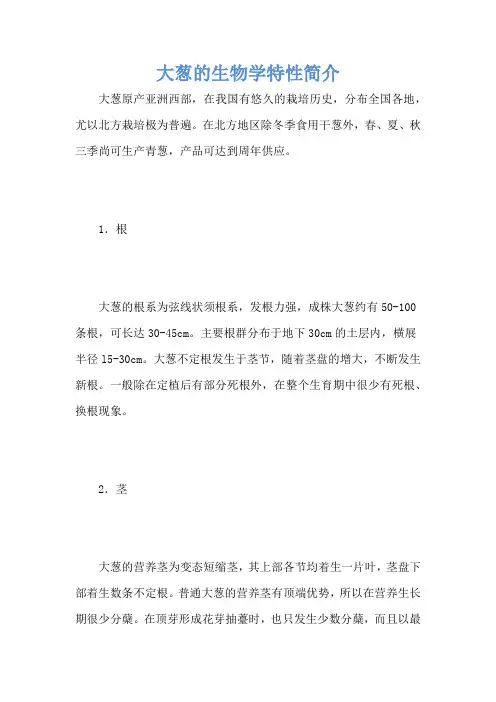 大葱的生物学特性简介