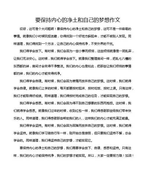 要保持内心的净土和自己的梦想作文