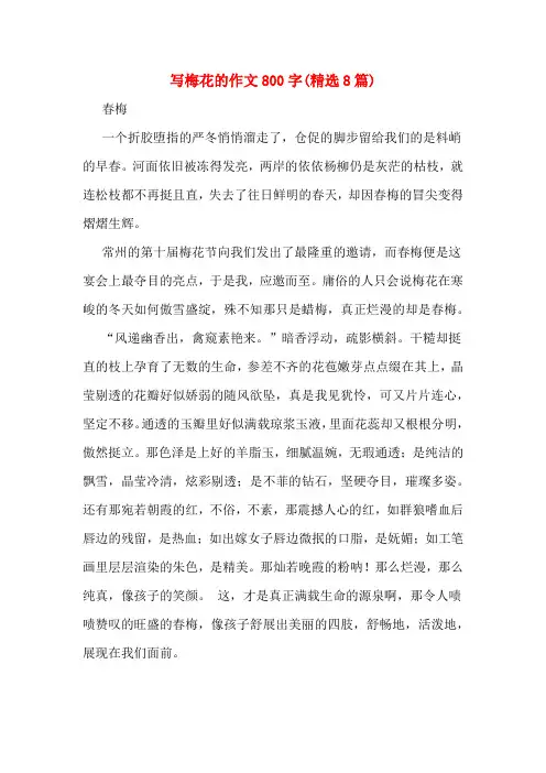 写梅花的作文800字(精选8篇)