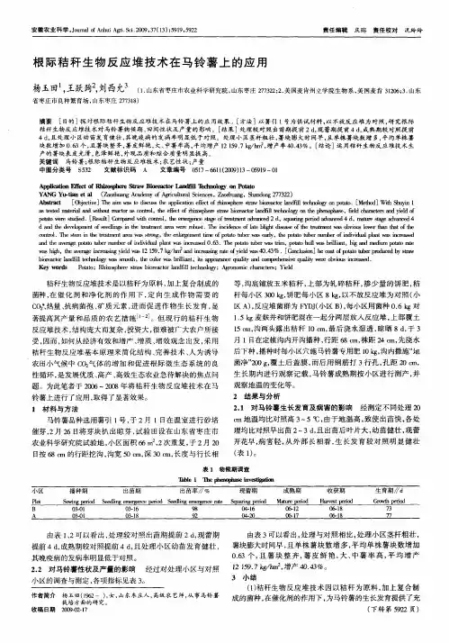 根际秸秆生物反应堆技术在马铃薯上的应用