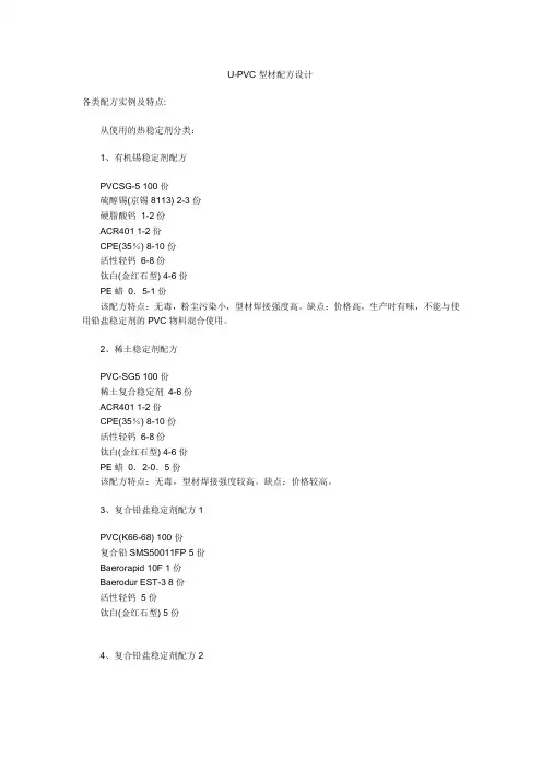 U-PVC配方设计
