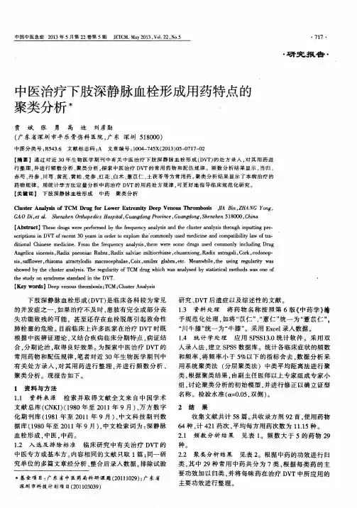 中医治疗下肢深静脉血栓形成用药特点的聚类分析