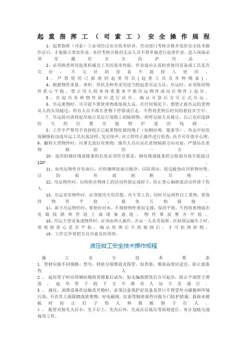 指挥工(司索工)