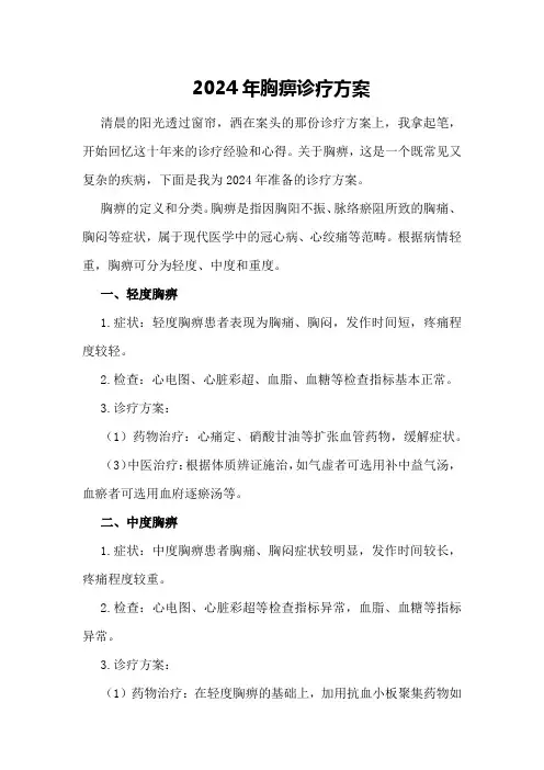 2024年胸痹诊疗方案