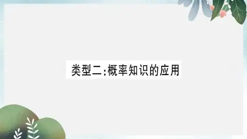 中考数学总复习第2轮中档题突破专项突破8统计与概率类型2概率知识的应用习题课件