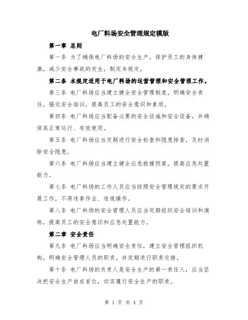 电厂料场安全管理规定模版