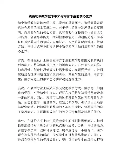 浅谈初中数学教学中如何培育学生的核心素养