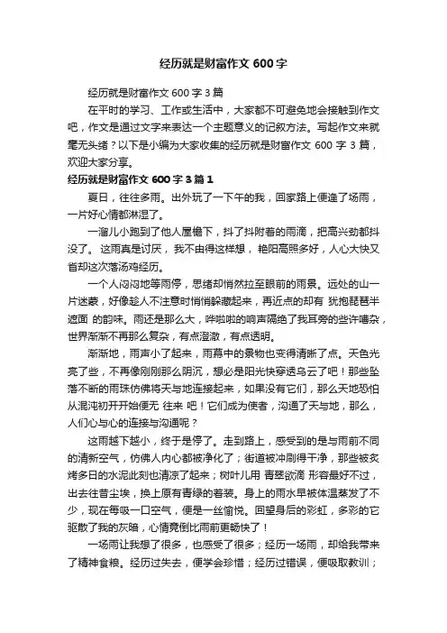 经历就是财富作文600字3篇