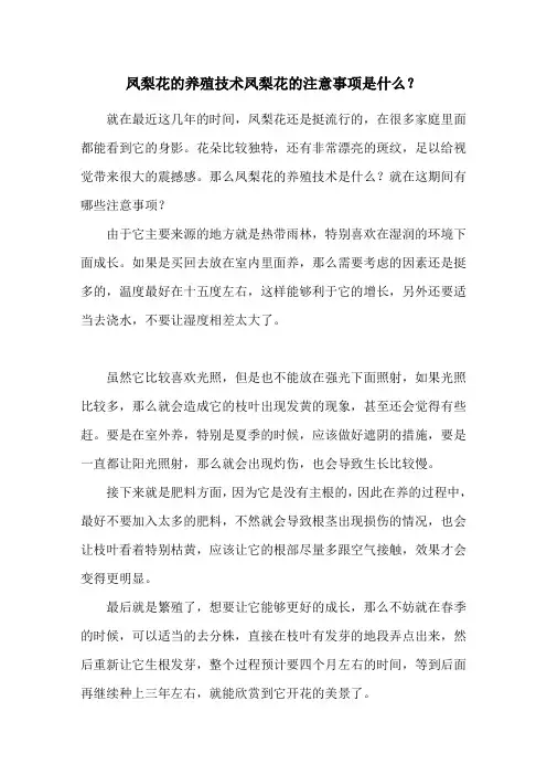 凤梨花的养殖技术 凤梨花的注意事项是什么？
