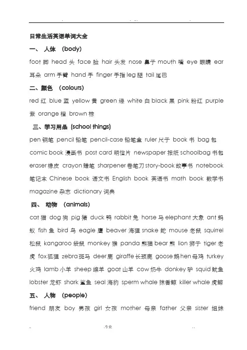 日常生活英语单词大全加天气现象词汇及句子