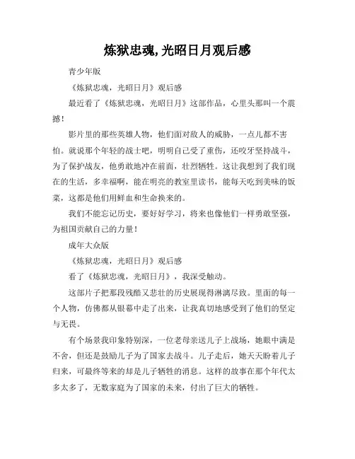 炼狱忠魂,光昭日月观后感