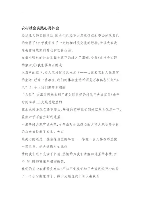 农村社会实践心得体会