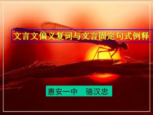 高考复习文言文偏义复词与文言固定句式例释 PPT课件