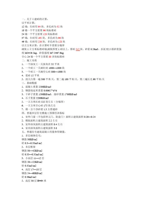 一平米砖需要多少块砖？ 2