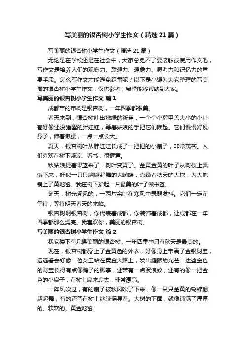 写美丽的银杏树小学生作文（精选21篇）