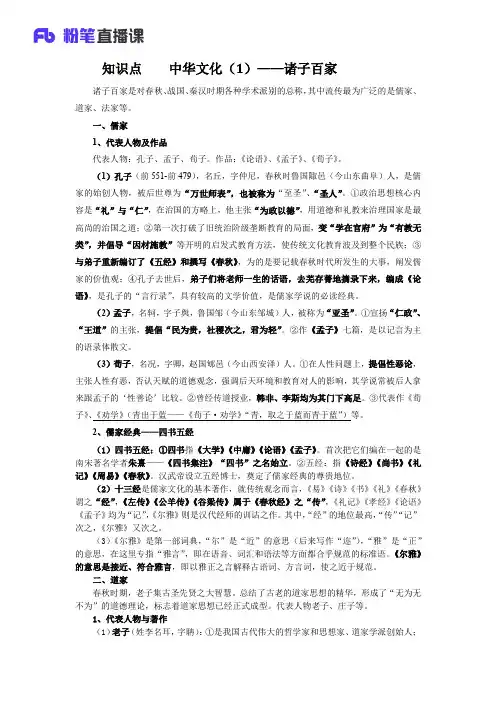 1.18知识点 中华文化(1)——诸子百家(1)