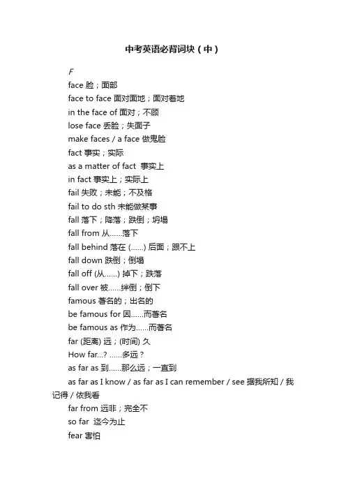 中考英语必背词块（中）