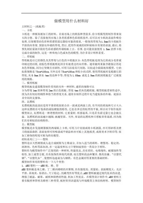 模型制作的选材