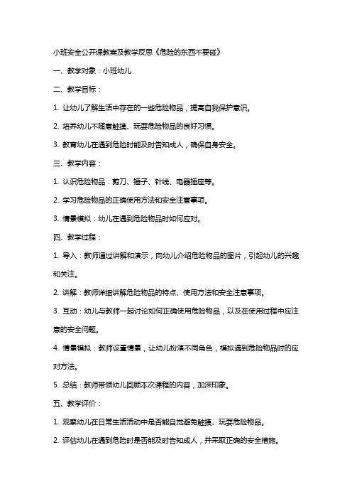 小班安全公开课教案及教学反思《危险的东西不要碰》