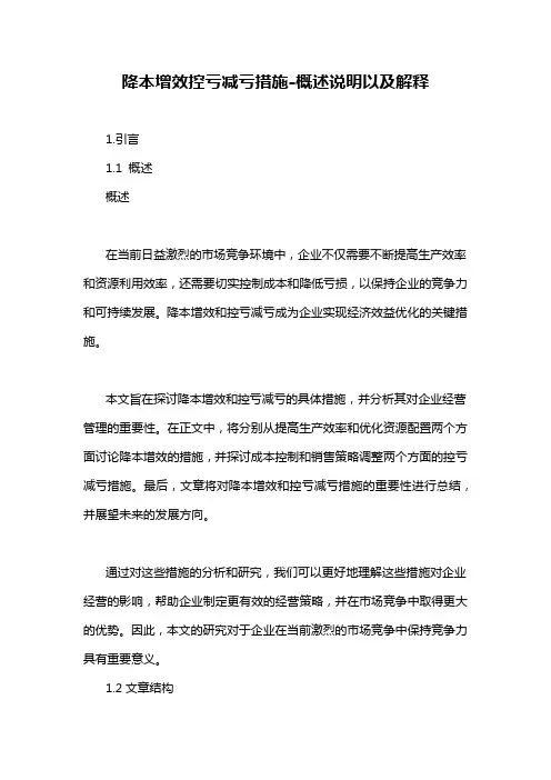 降本增效控亏减亏措施-概述说明以及解释