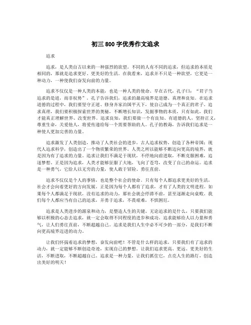 初三800字优秀作文追求