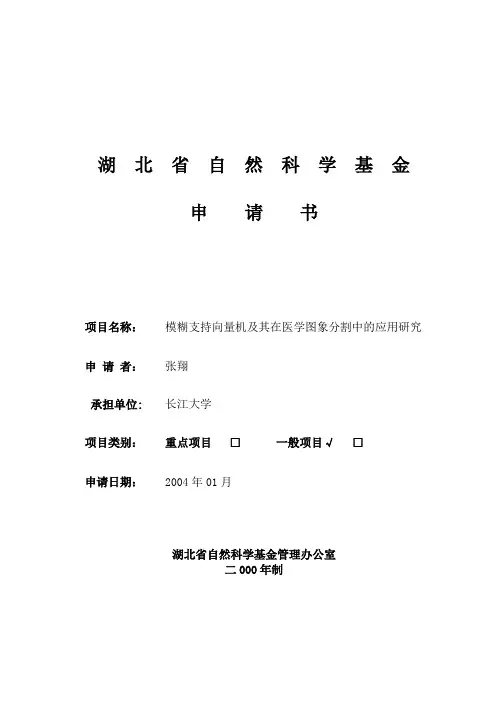 湖北省自然科学基金申请书