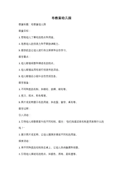 布教案幼儿园