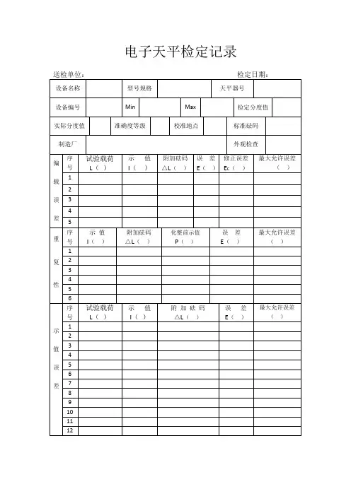 电子天平检定记录