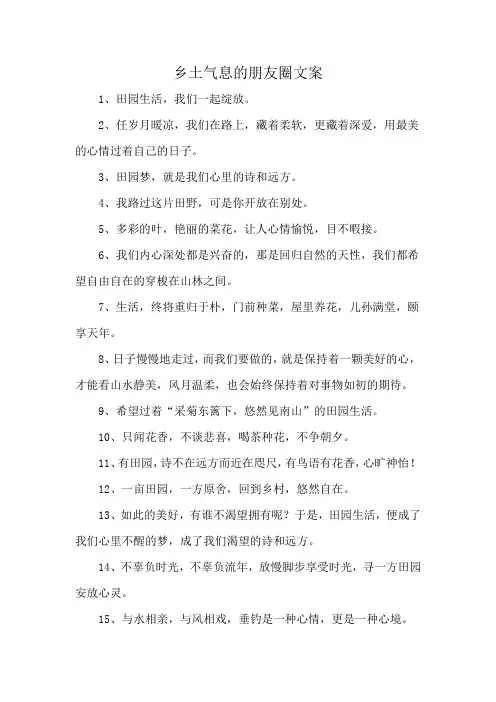 乡土气息的朋友圈文案