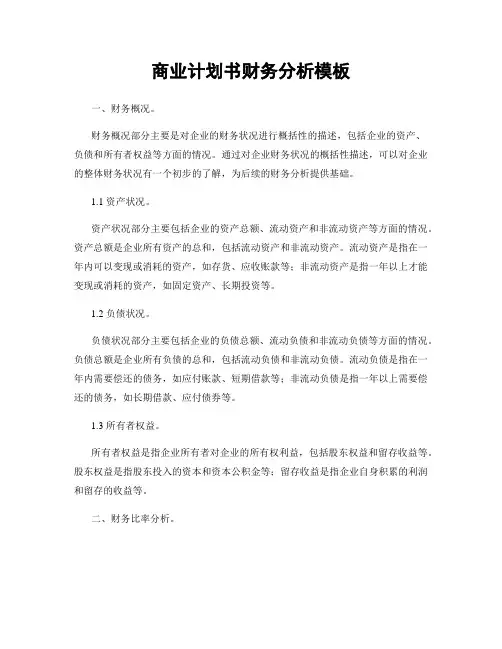商业计划书财务分析模板