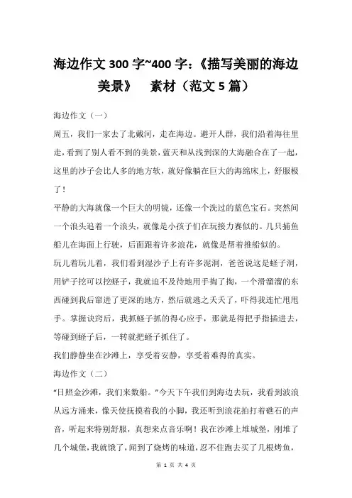 海边作文300字~400字：《描写美丽的海边美景》  素材(范文5篇)