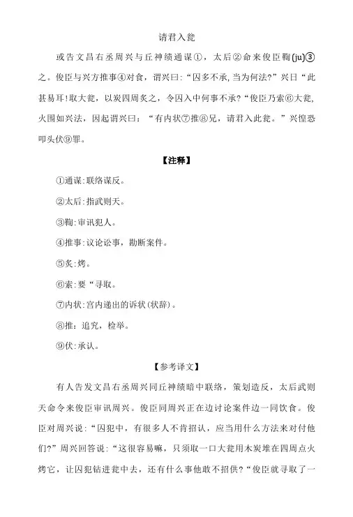 中小学文言文阅读详解基础篇 70：《请君入瓮》