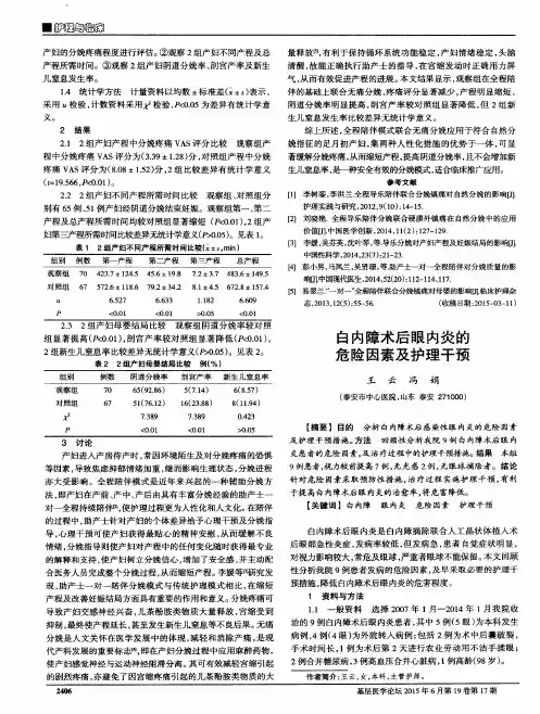 白内障术后眼内炎的危险因素及护理干预
