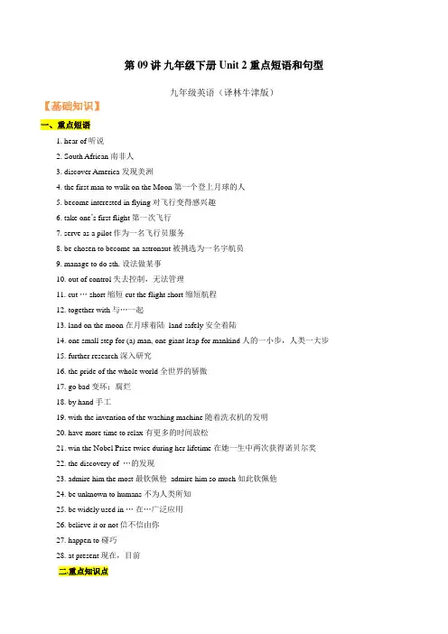 第09讲 九年级下册Unit 2 重点短语和句型(解析版)-九年级英语(牛津译林版)