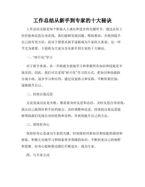 工作总结从新手到专家的十大秘诀
