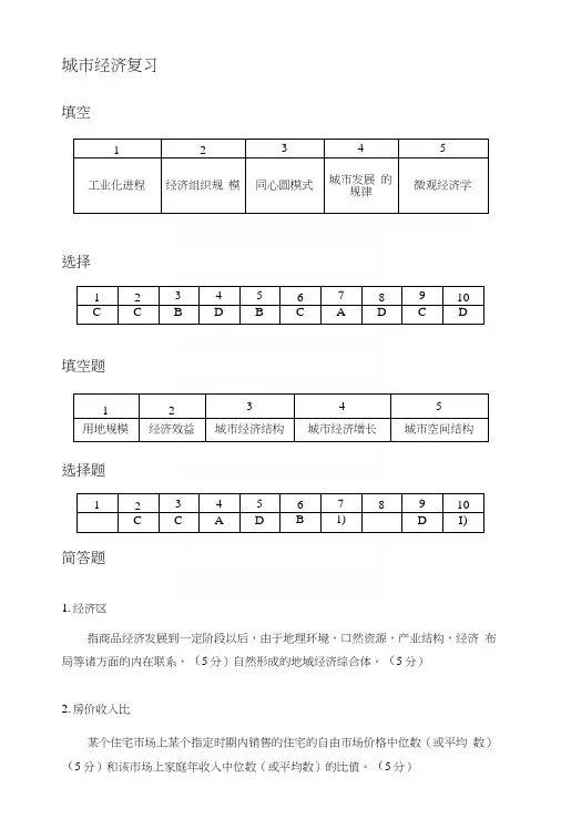 城市经济学考题复习.docx