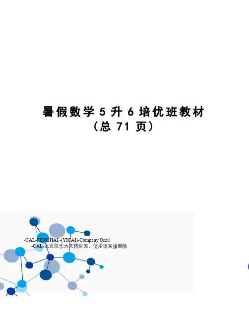 暑假数学5升6培优班教材