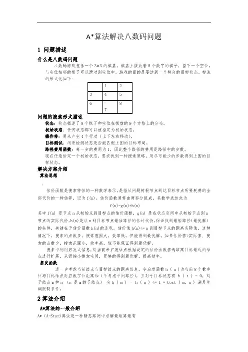 用A星算法解决八数码问题